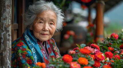 Centenarians in a serene village, embodying the Blue Zone lifestyle with active longevity, community bonds, and wholesome nutrition.