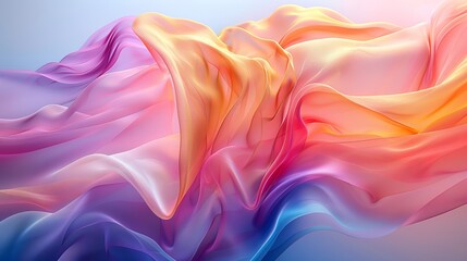 Obraz premium The abstract background has vibrant waves in pinks, blues, and yellow hues, creating a lively and dynamic feeling.