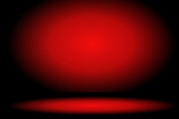 empty 3d studio room background in red gradient color,Smooth blur background like in a room with spot lights shining on the floor or on the stage,Vector illustration	
