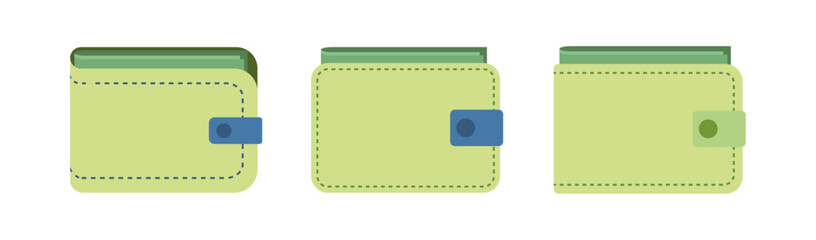 Set of wallet with money vector illustration. Icon