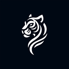 Tiger head creative vector logo icon design. Abstract and powerful illustration for t-shirt prints and branding. Dynamic and eye-catching.
