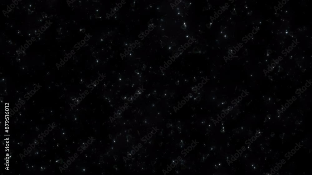 Poster loop glow white stars particles falling down animation on black abstract background. animation of fi