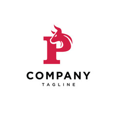 Letter P Bull Head Logo Icon Vector template