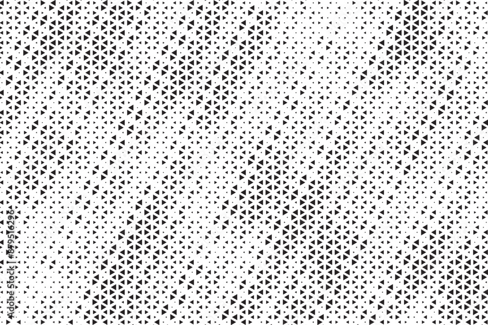 Poster Triangle Shapes Vector Abstract Geometric Technology Oscillation Wave Isolated on Light Background. Halftone Triangular Retro Simple Pattern. Minimal 80s Style Dynamic Tech Wallpaper