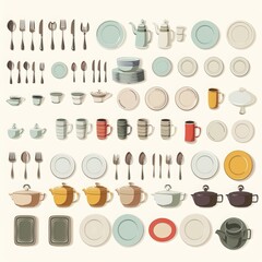 Fork & spoon icon vector set. Restaurant utensil symbol. Dinner dish or plate with spoon and fork sign outline for apps and websites. Generative AI