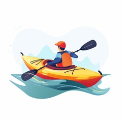 Minimalist Kayak Clipart for Water Adventures - Vector Illustration on White Background