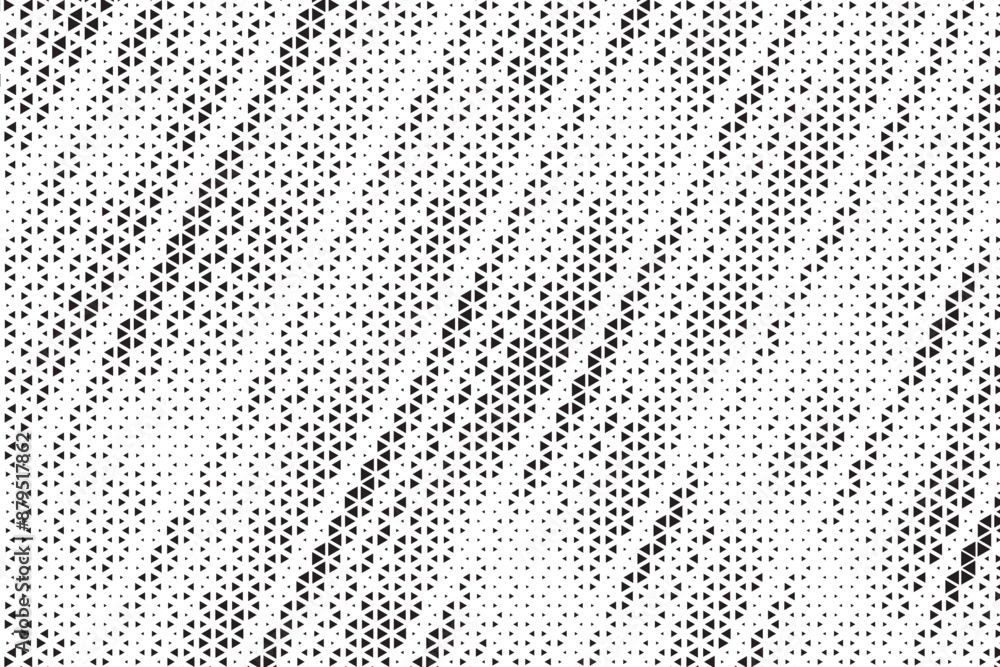 Aufkleber Triangle Shapes Vector Abstract Geometric Technology Oscillation Wave Isolated on Light Background. Halftone Triangular Retro Simple Pattern. Minimal 80s Style Dynamic Tech Wallpaper