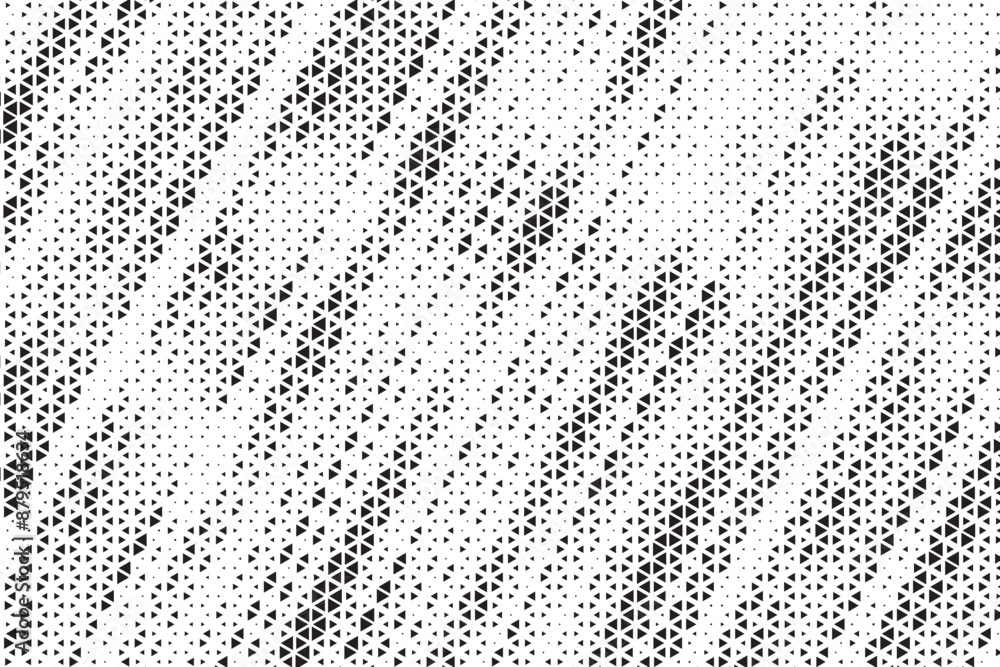 Aufkleber Halftone triangle abstract grunge background. Monochrome geometric vector pattern. Vector illustration.