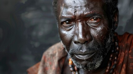 portrait of a native black man from an african tribe