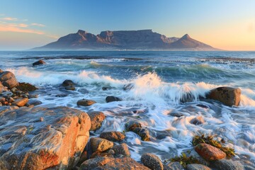 Obraz premium Natural scenery of Florianopolis, santinho's beach and maritima rocks Florianópolis, Santa Catarina, Brazil