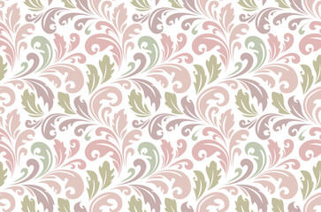 Flower pattern. Seamless colored ornament. Graphic vector background. Ornament for fabric, wallpaper, packaging