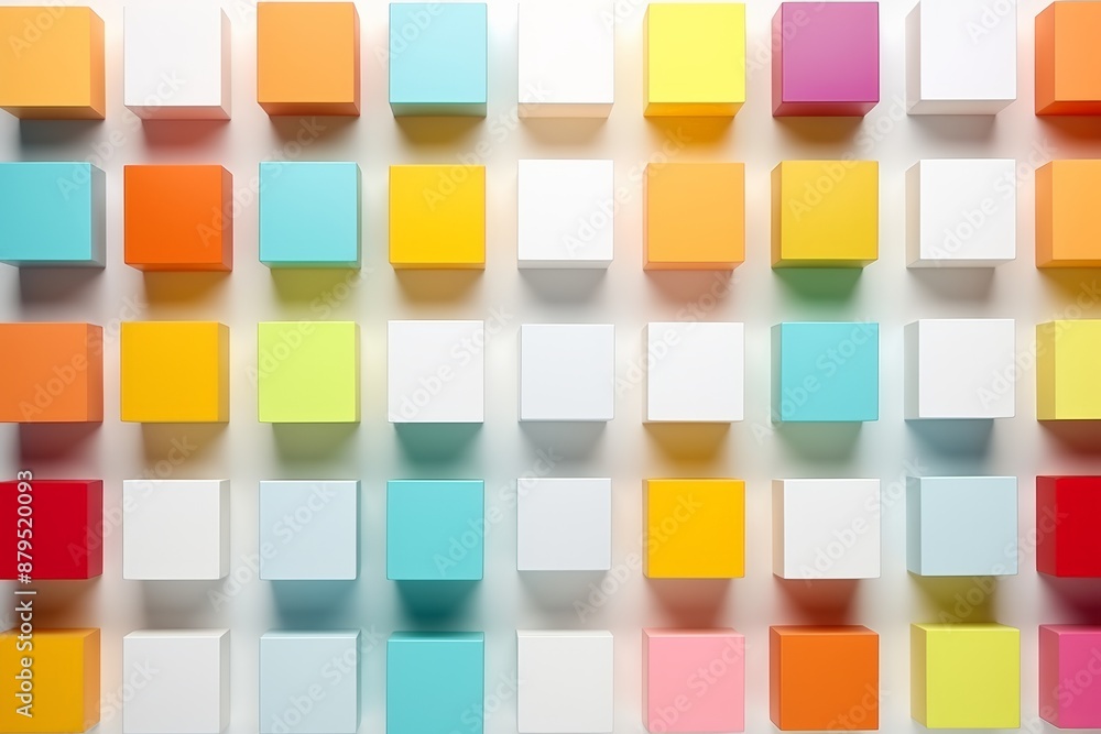 Poster a colorful wall of cubes in various colors. the wall is made up of many different colored cubes, cre