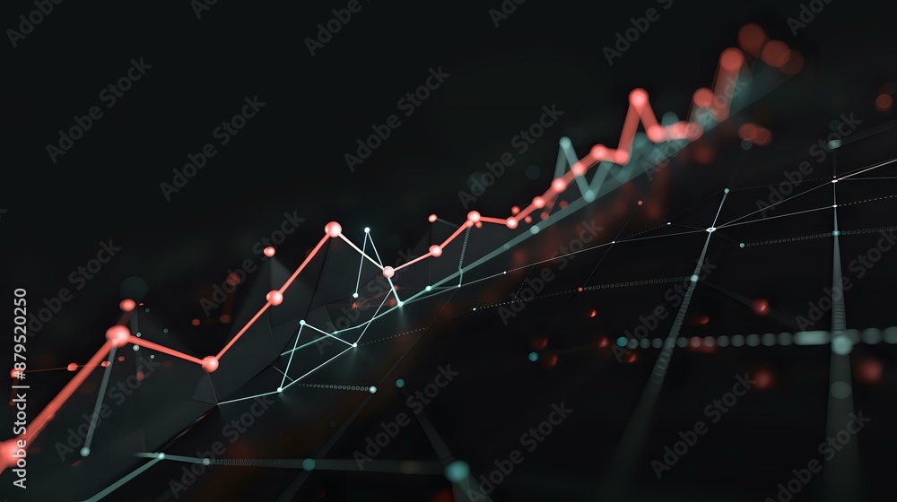 Poster abstract digital representation of fluctuating data lines on a dark background. perfect for illustra