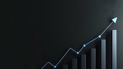  illustration of a rising graph on a dark background, highlighting business growth and success. Ideal for financial reports, presentations, and marketing materials.