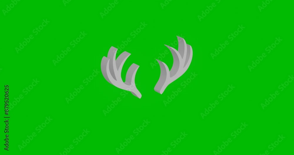Poster animation of rotation of a white deer horns symbol with shadow. simple and complex rotation. seamles