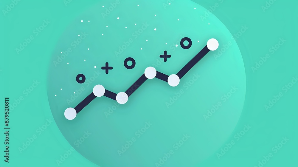 Poster abstract graph chart illustration on a turquoise background. ideal for representing data, analytics,