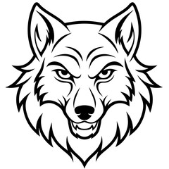 wolf head line art vector illustration graphic design.
