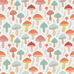 seamless pattern with mushrooms