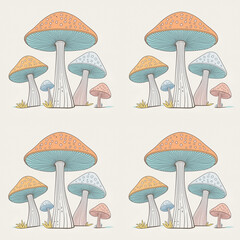 Seamless Pattern of mushrooms
