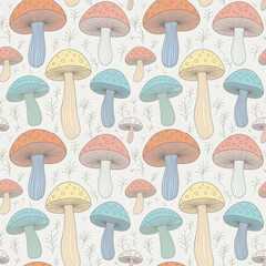 seamless pattern with mushrooms