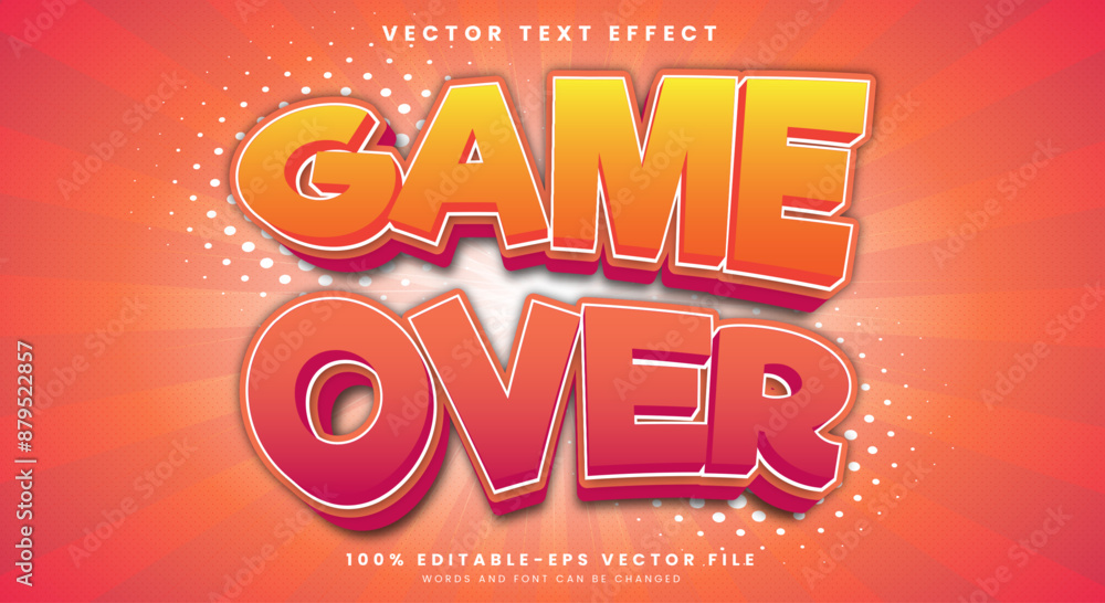 Poster game over editable text effect template with modern style
