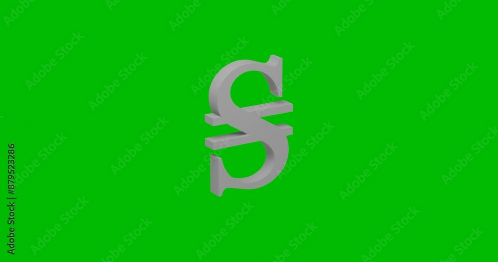Poster animation of rotation of a white hryvnia symbol with shadow. simple and complex rotation. seamless l