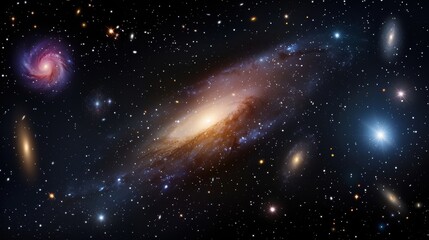 Stunning image of galaxies and stars in the universe, showcasing the beauty and vastness of outer space.