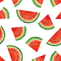 Watermelon pattern. Fruit juicy slice pieces seamless texture. Summer bright design