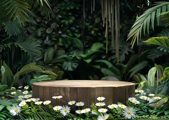 Wooden Platform in Lush Green Jungle