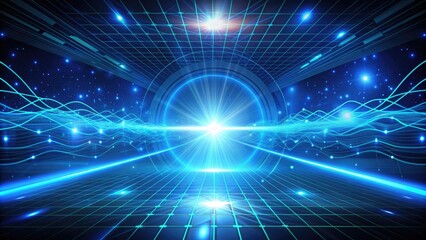 Obraz premium Abstract Blue Tunnel in Digital Realm of Technology and Design