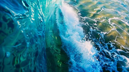 Fototapeta premium A view of the ocean from the inside of a wave.