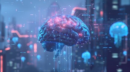 Obraz premium Digital Brain with Network Connections