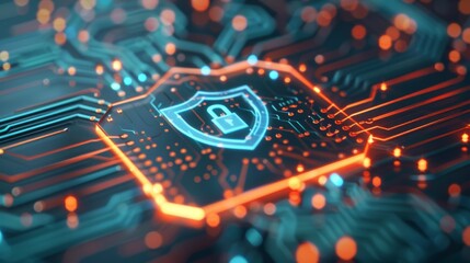 Shielded Digital Network Map, Hacker Silhouette Cybersecurity Concept