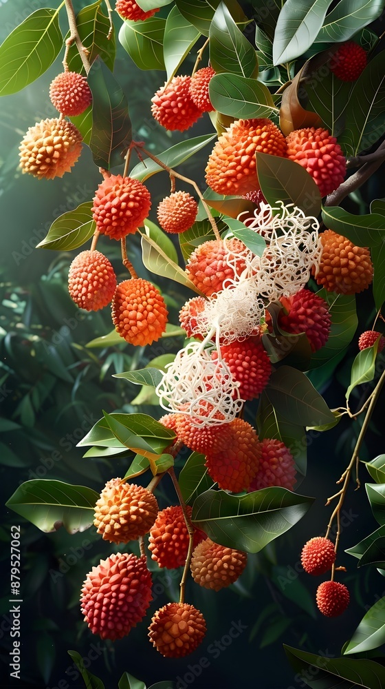 Poster lychee orchard depicting the medulla oblongata with visible neural networks