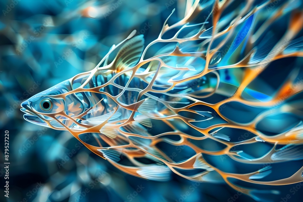 Poster midbrain mackerel: captivating neural pathways across iridescent fish scales