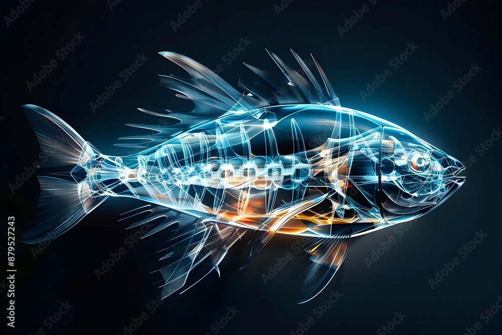 Poster sleek mackerel fish reflecting the efficiency of neural processing in midbrain transformation