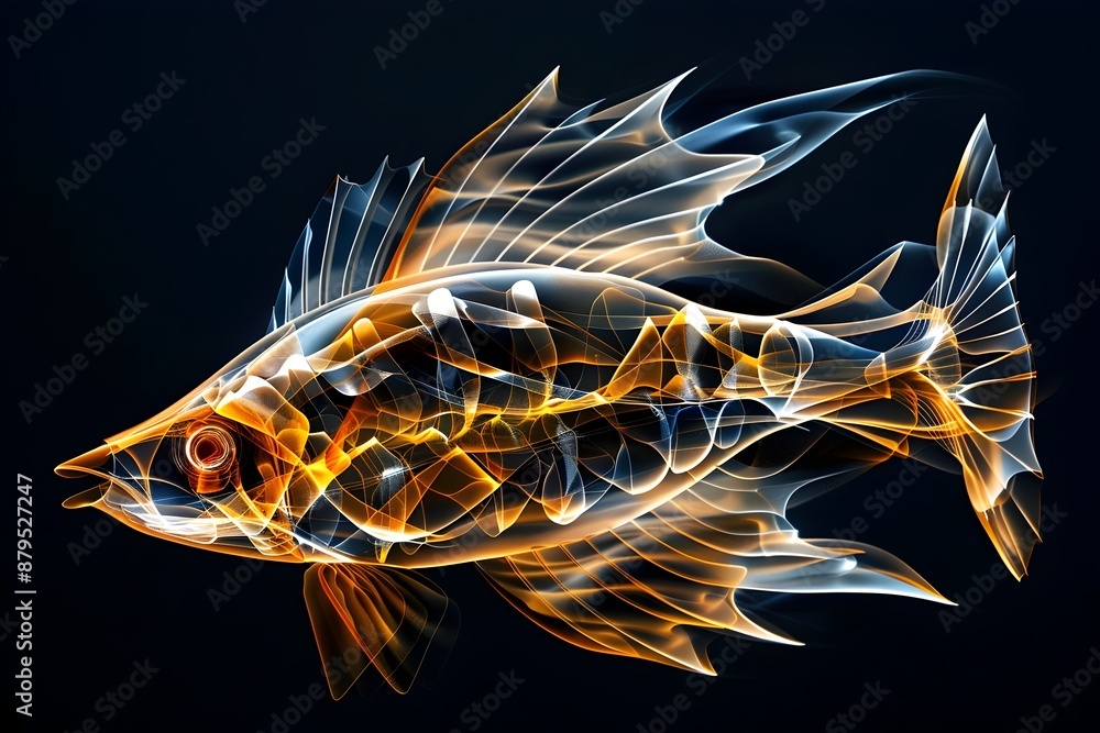 Poster sleek mackerel fish with midbrain reflecting efficient neural processing in surreal underwater