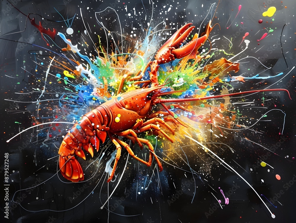 Poster surreal fusion of lobster claws and neural structures