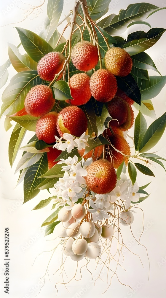 Poster medulla oblongata represented as a cluster of lychee fruits on a neural tree