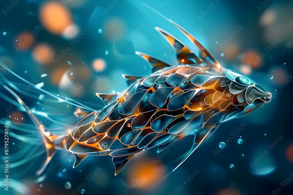 Poster mackerel-shaped midbrain with intricate neural connections and patterns
