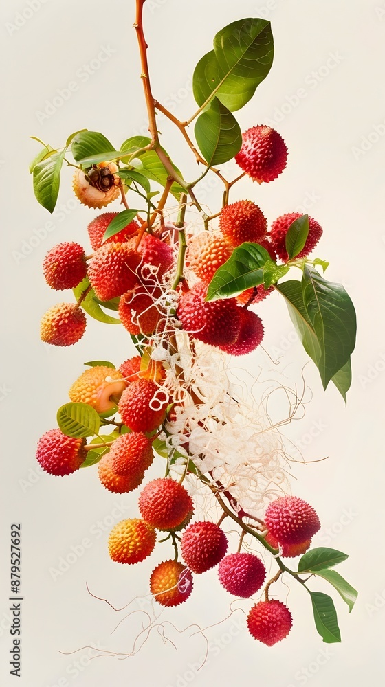 Poster lychee cluster representing the medulla oblongata on a neural vine