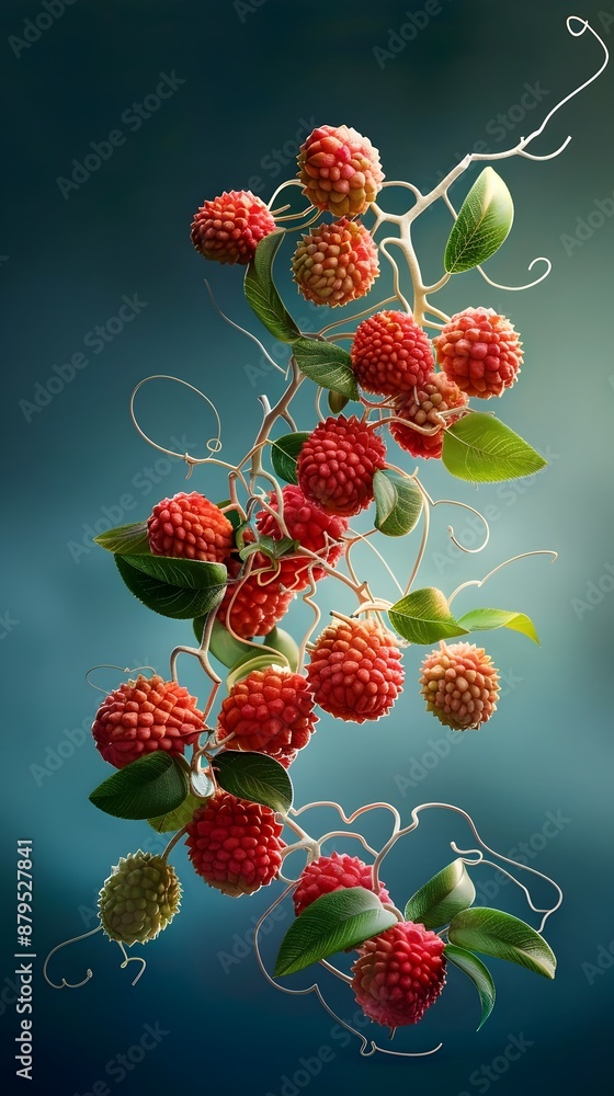 Poster medulla oblongata as lychee cluster on neural vine with intricate pathways