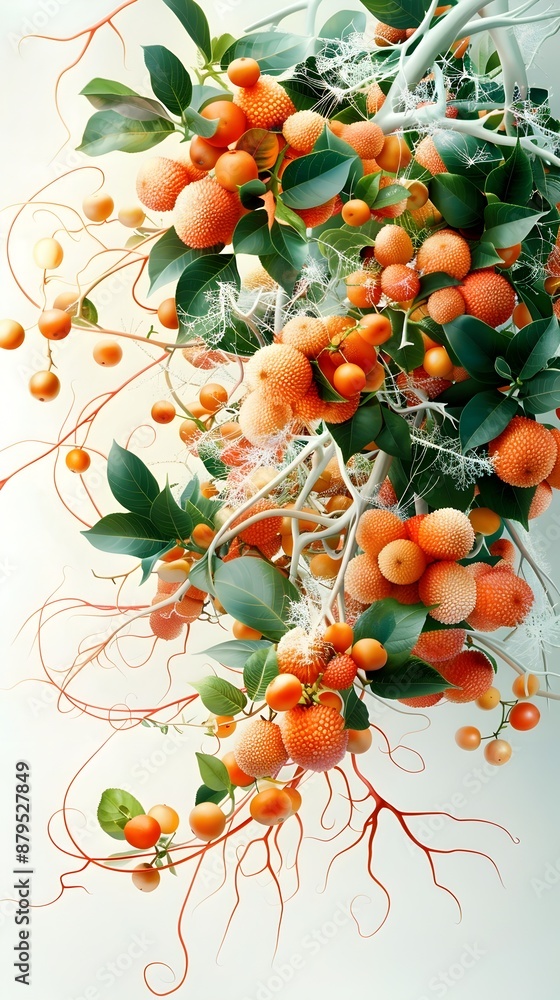 Poster cluster of lychee fruits representing the neural pathways of the medulla oblongata