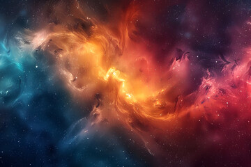 Fototapeta premium A breathtaking cosmic nebula swirls in vivid colors, creating an ideal abstract and wallpaper background, aiming to be a best-seller