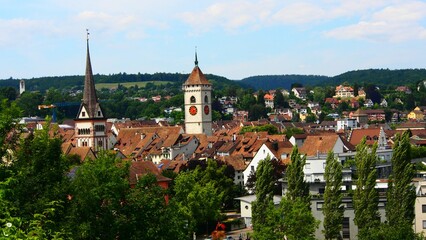 Obraz premium Scenic view of the old town of Winterthur, Switzerland, withhistoric buildings