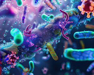 Fototapeta premium Microscopic View of Bacteria and Viruses.