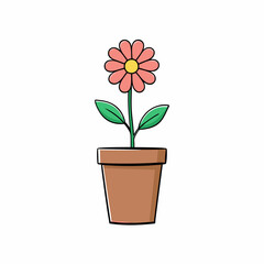 Flower in a pot vector illustration,  flower vector art, flower silhouette, flower in a pot