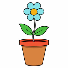 Flower in a pot vector illustration,  flower vector art, flower silhouette, flower in a pot