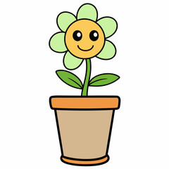 Flower in a pot vector illustration,  flower vector art, flower silhouette, flower in a pot