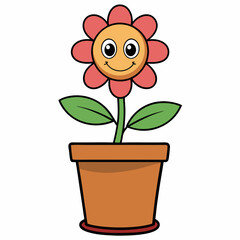 Flower in a pot vector illustration,  flower vector art, flower silhouette, flower in a pot